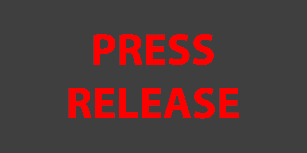 Press Release graphic with bold red text on a dark background.